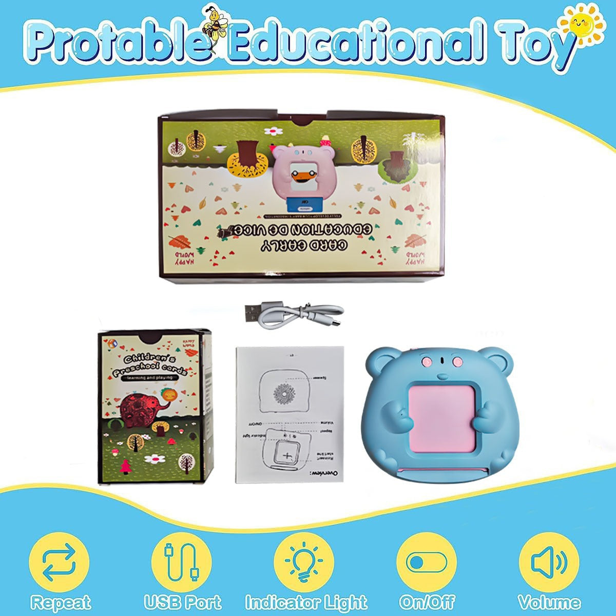 Cross-border Flash Cards Bear Treasure Card Machine Children Early Education Learning Foreign Language Card Machine Puzzle Learning Machine