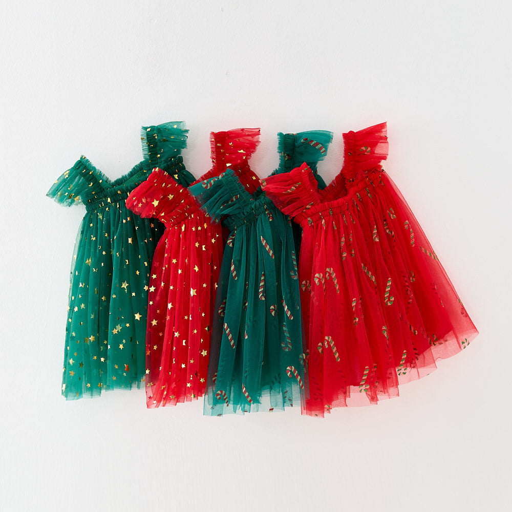 Girls Christmas Suspender Skirt Set - Festive Shirt & Skirt Outfit