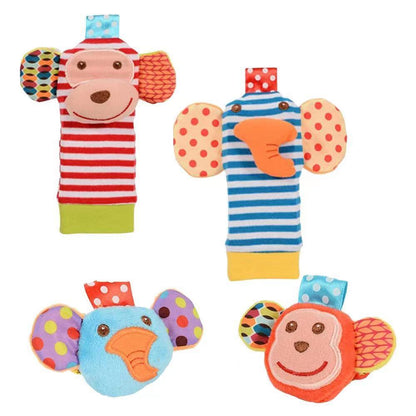 Baby Sensory Wrist Rattle & Socks Set - Cute Animal Cartoon Developmental Toy - Free Shipping
