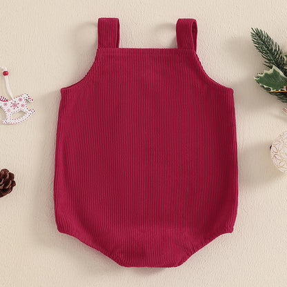 Baby Corduroy Christmas Jumpsuit - Adorable Embroidered Holiday Romper
