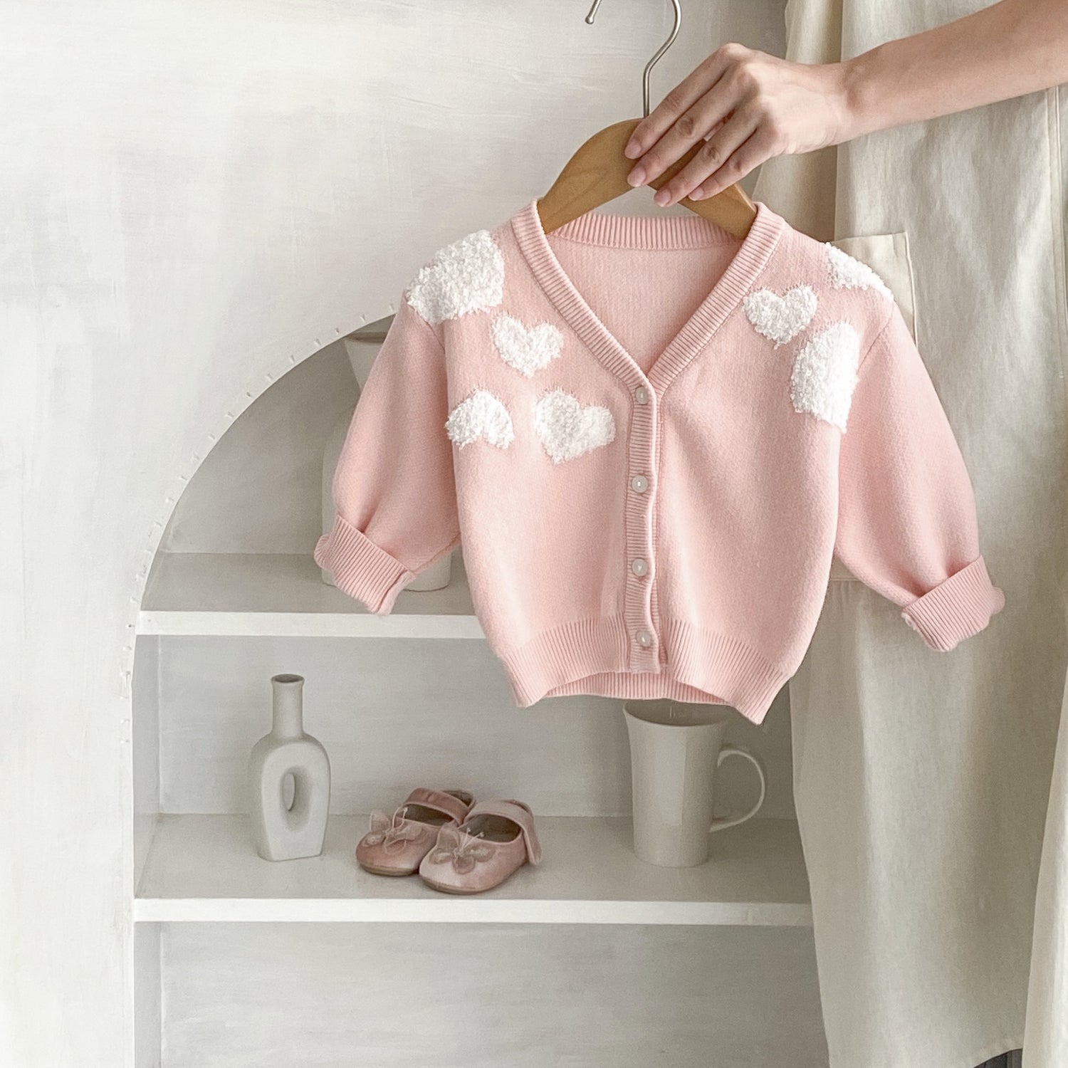 Baby Girl Love Embroidered Sweater - Soft Knit Cardigan Coat for Infants & Toddlers