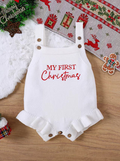 Baby Christmas Triangle Jumpsuit - Festive Snap-Closure Romper for Infants