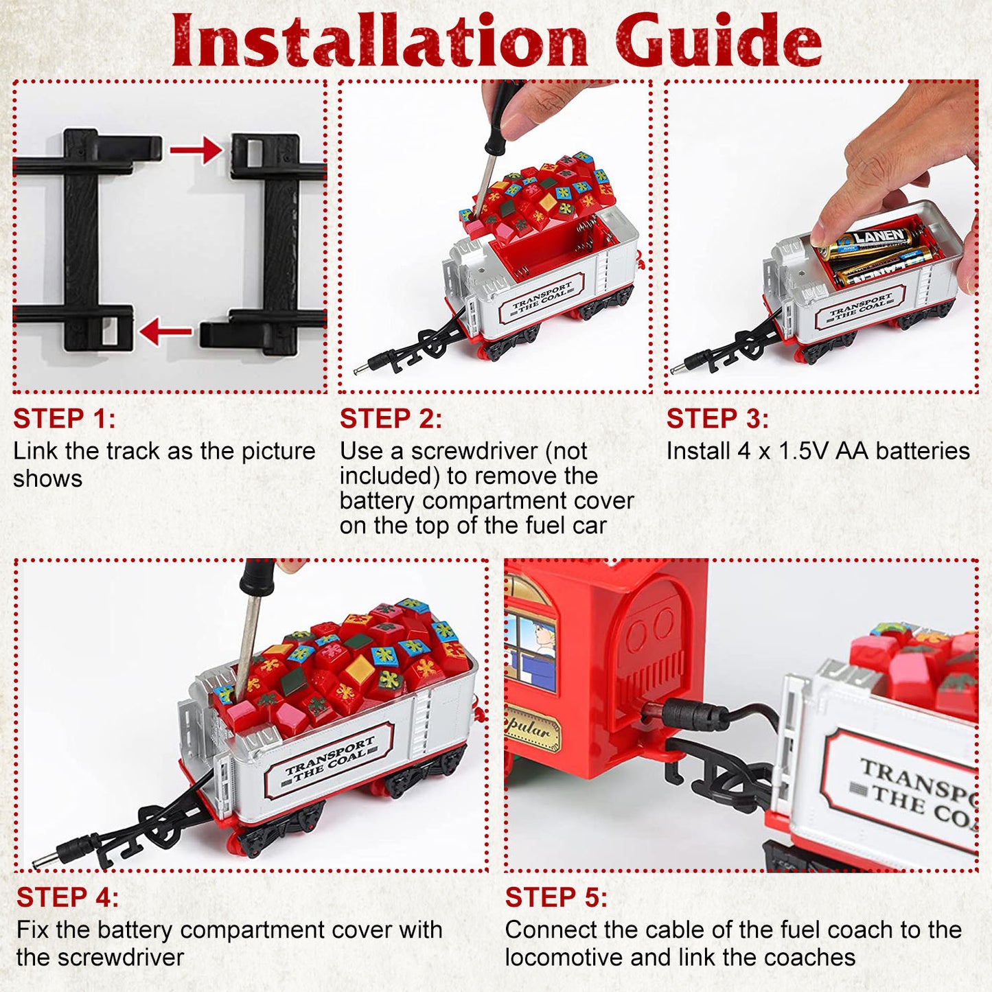 Christmas Electric Train Set - Battery Operated with Sound & Lights - Tree Surround Track - Free Shipping