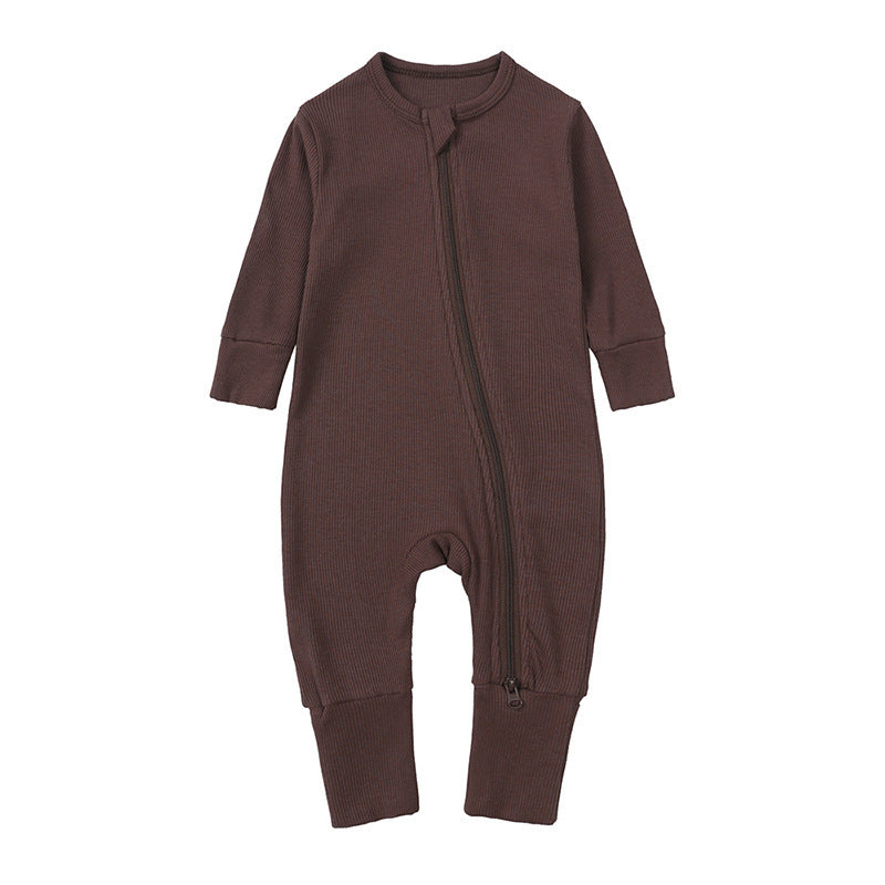 Newborn Solid Color Rib Fabric Romper - Soft One-Piece Baby Clothing - Free Shipping