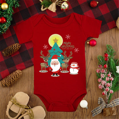Merry Christmas Baby Romper - Adorable Red Deer Jumpsuit for Boys & Girls