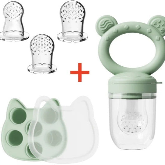 Baby Food Feeder - Safe Silicone Fruit Feeder & Teether Nipple for Solid Foods - Free Shipping