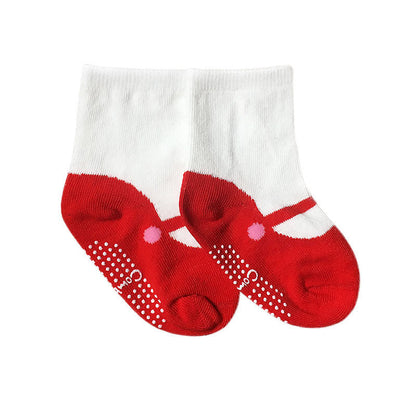 Baby Non-Slip Ankle Socks - Combed Cotton Ballet Socks with Grip Soles