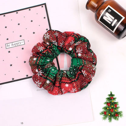Christmas Velvet Scrunchie - Festive Hair Ring Accessory for Girls