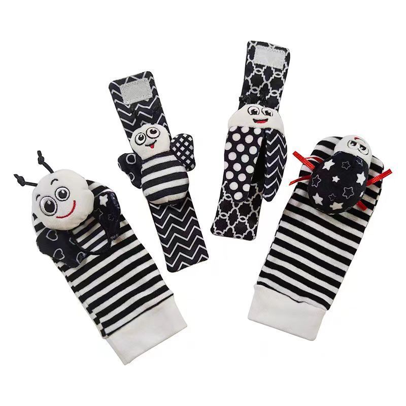Baby Sensory Wrist Rattle & Socks Set - Cute Animal Cartoon Developmental Toy - Free Shipping