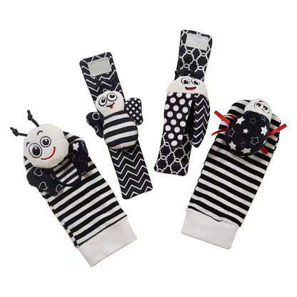 Baby Sensory Wrist Rattle & Socks Set - Cute Animal Cartoon Developmental Toy - Free Shipping