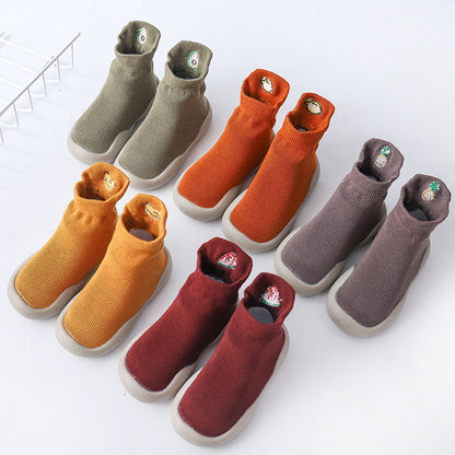 Autumn 2023 New Baby Indoor Toddler Shoes Embroidered Anti-drop Heeled Children's Socks Shoes Soft Sole Non-slip Children's Shoes