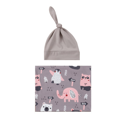 Baby Wraparound Swaddle Cloth with Rabbit Ears Hair Band - Newborn Gift Set - Free Shipping