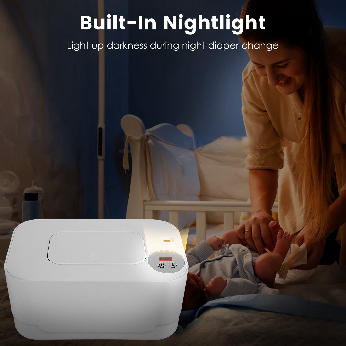 Baby Wet Wipes Warmer With 3 Temperature Settings With Night Light