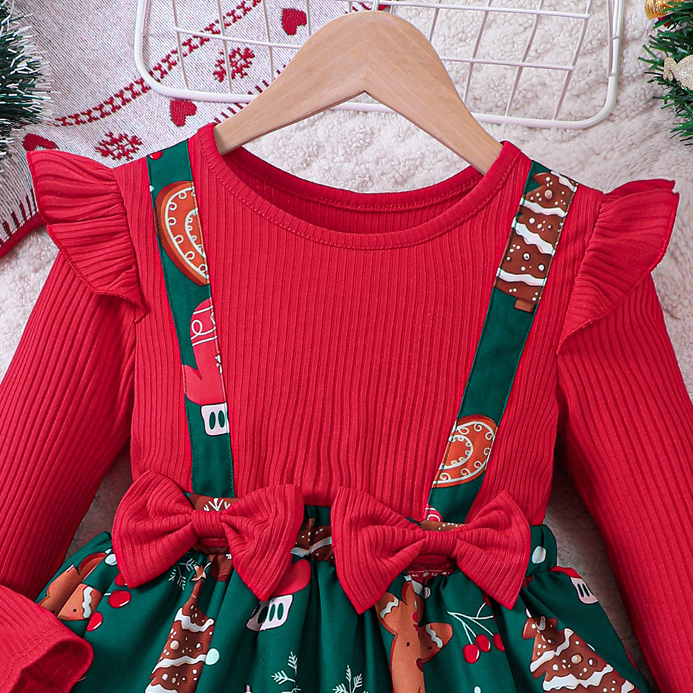 Christmas Patchwork Dress - Festive Two-Piece Style Baby Girl Dress