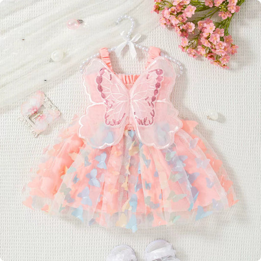 Baby Girl Butterfly Wings Princess Dress - Adorable Fairy Costume Outfit