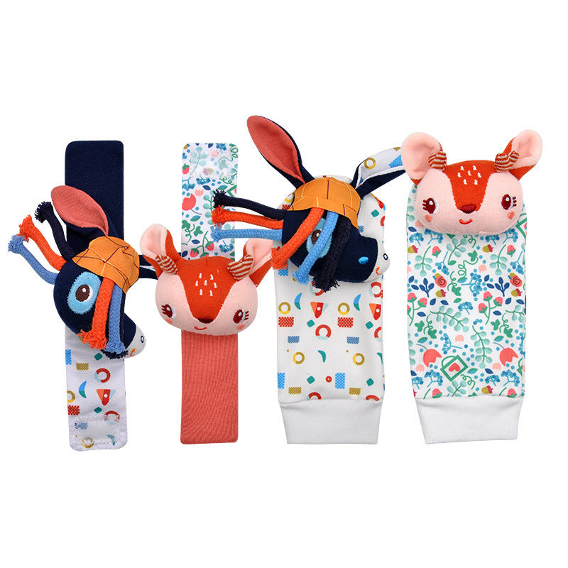 Baby Sensory Wrist Rattle & Socks Set - Cute Animal Cartoon Developmental Toy - Free Shipping