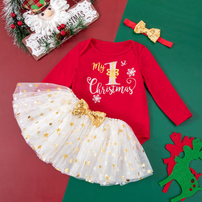 Christmas Baby Jumpsuit - Long Sleeve Holiday Romper for Autumn & Winter