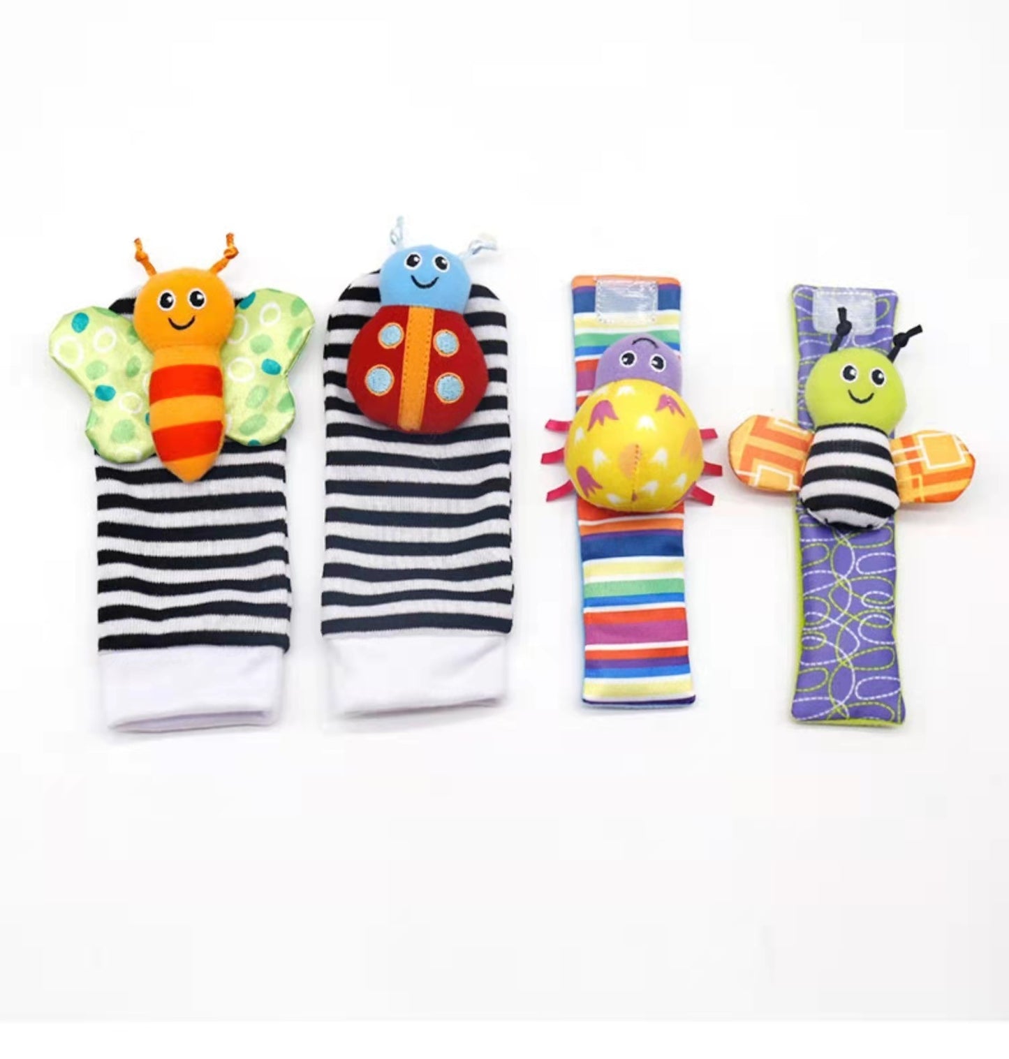 Baby Sensory Wrist Rattle & Socks Set - Cute Animal Cartoon Developmental Toy - Free Shipping