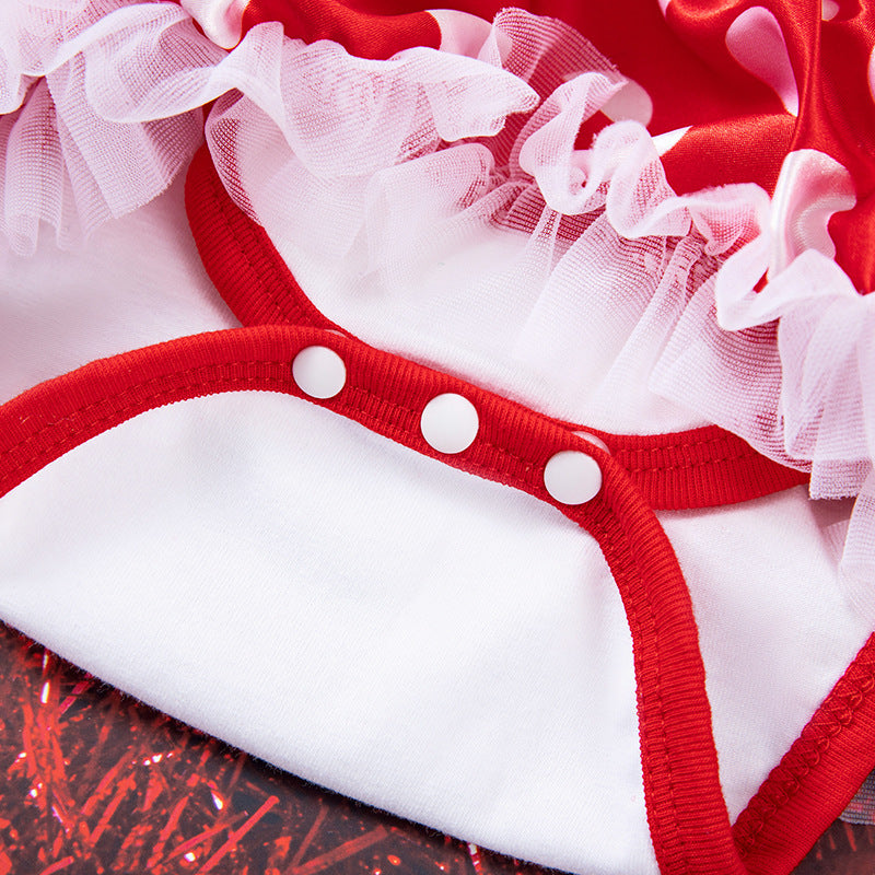 Baby Girl Christmas Party Outfit - Festive 3-Piece Set with Gown, Shoes & Hair Accessories