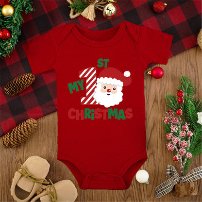 Merry Christmas Baby Romper - Adorable Red Deer Jumpsuit for Boys & Girls