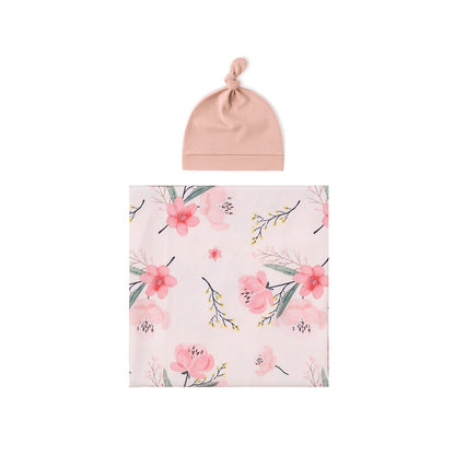 Baby Wraparound Swaddle Cloth with Rabbit Ears Hair Band - Newborn Gift Set - Free Shipping