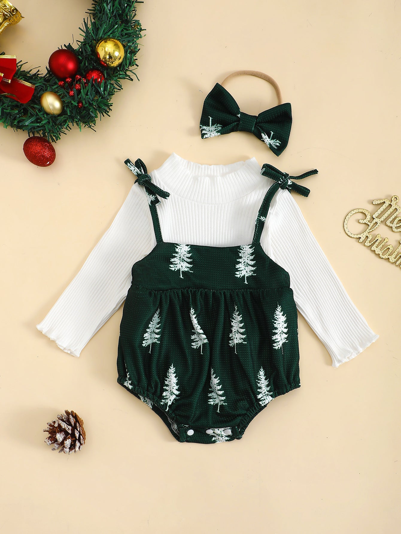 Baby Girl Christmas Suit - Long Sleeve Holiday Outfit Set