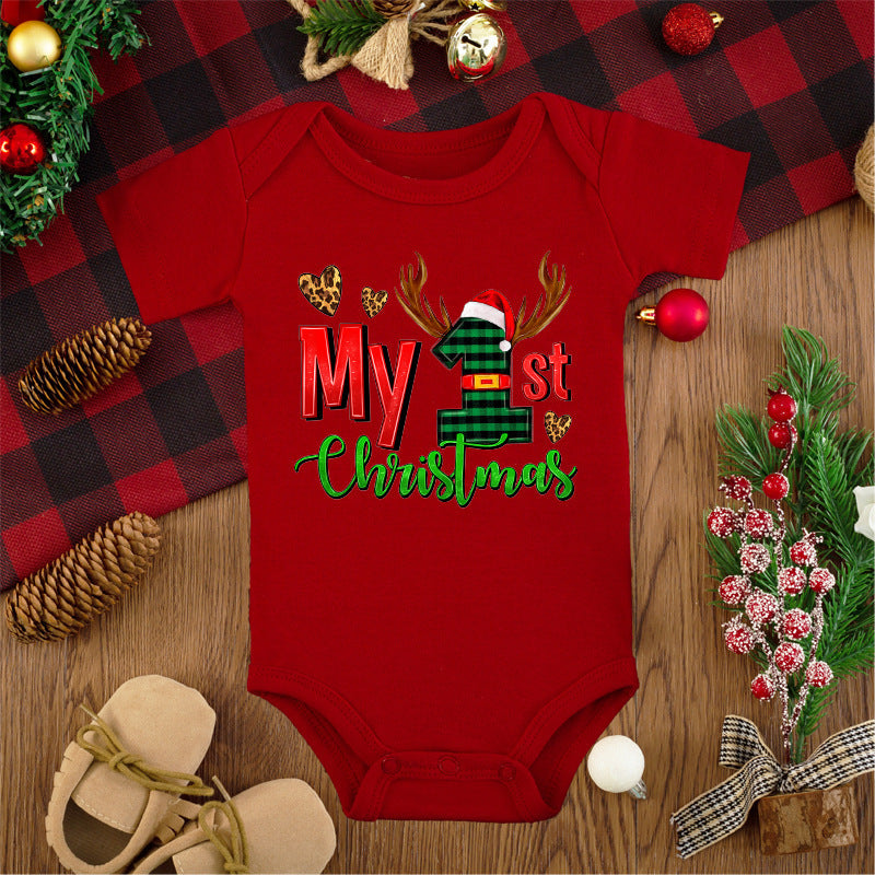 Merry Christmas Baby Romper - Adorable Red Deer Jumpsuit for Boys & Girls