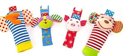 Baby Sensory Wrist Rattle & Socks Set - Cute Animal Cartoon Developmental Toy - Free Shipping