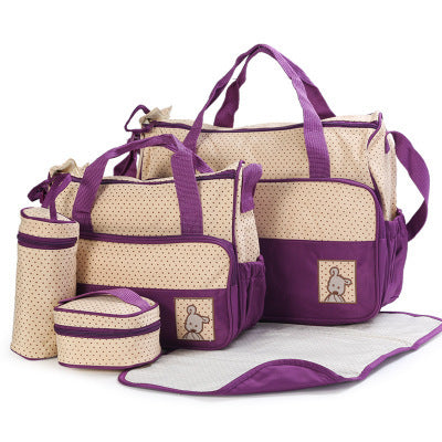 Baby Diaper Bag Set - Complete Mom & Baby Organizer with Bottle Holder & Stroller Straps