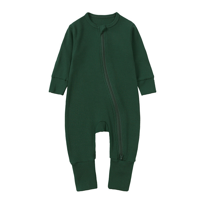 Newborn Solid Color Rib Fabric Romper - Soft One-Piece Baby Clothing - Free Shipping