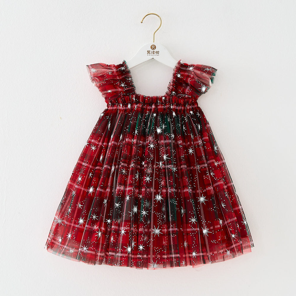 Girls Christmas Suspender Skirt Set - Festive Shirt & Skirt Outfit