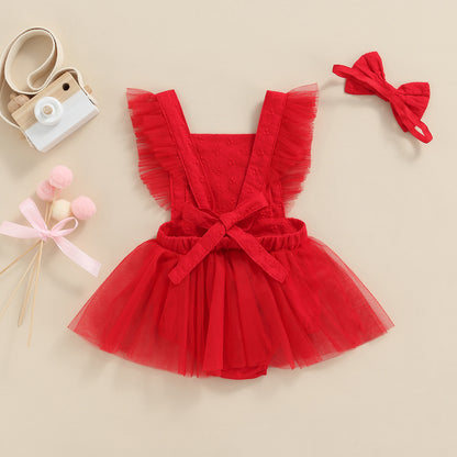Baby Romper Princess Dress - Elegant Mesh Infant Dress for Special Occasions