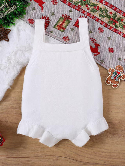 Baby Christmas Triangle Jumpsuit - Festive Snap-Closure Romper for Infants