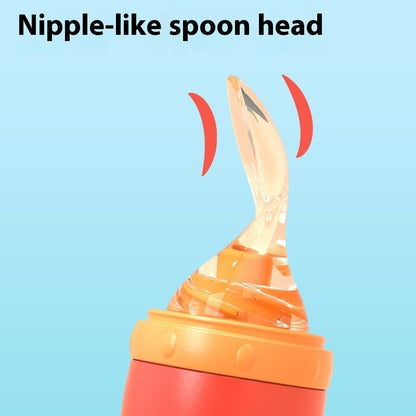 Baby Silicone Feeding Spoon Bottle - Nano Silver Rice Paste Dispenser with Suction Base