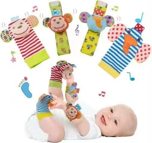 Baby Sensory Wrist Rattle & Socks Set - Cute Animal Cartoon Developmental Toy - Free Shipping