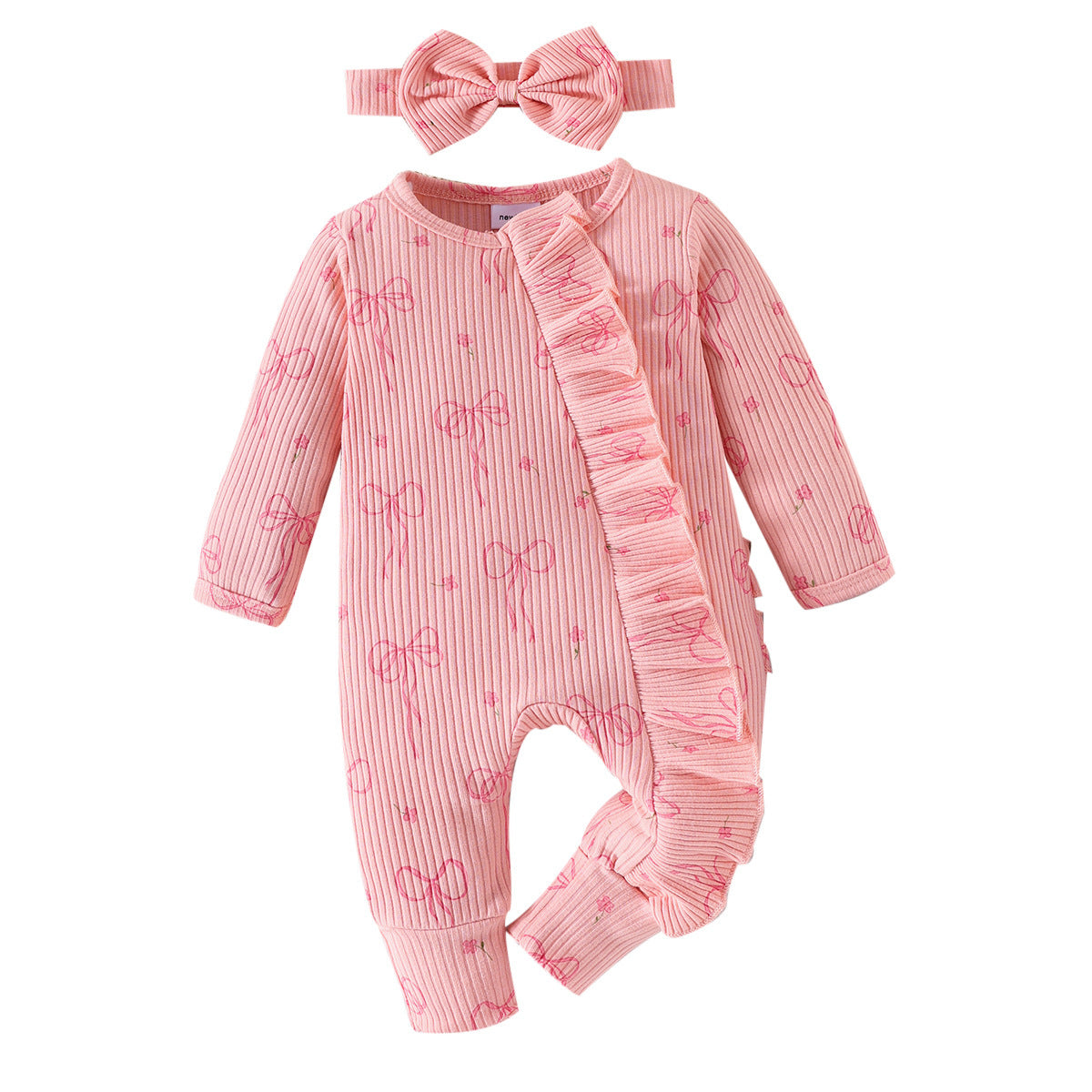 Baby Creative Bowknot Printed Long Sleeve Jumpsuit - Adorable One-Piece Suit - Free Shipping