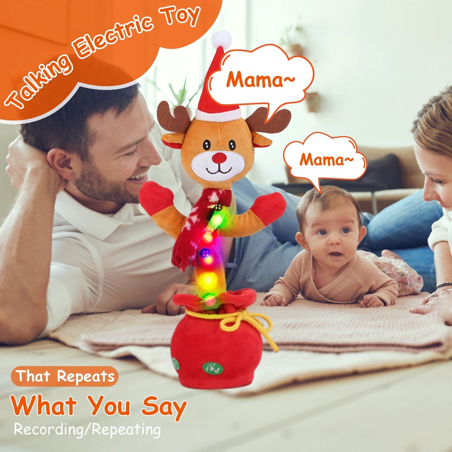 Interactive Christmas Dancing Toy - Singing Penguin/Elk Plush with Recording & Lights - Free Shipping