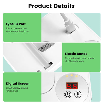 Baby Wet Wipes Warmer With 3 Temperature Settings With Night Light