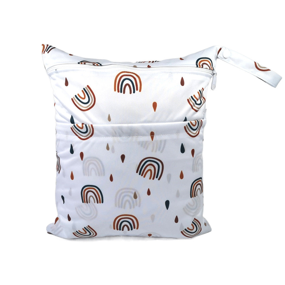 Cartoon Printed Baby Double Zipper Diaper Bag - Waterproof TPU Travel Organizer - Free Shipping