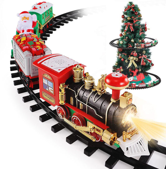 Christmas Electric Train Set - Battery Operated with Sound & Lights - Tree Surround Track - Free Shipping