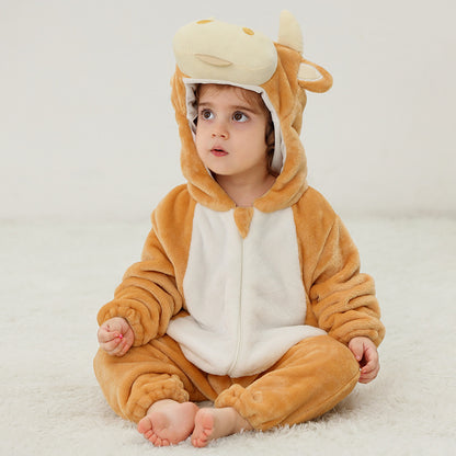 Baby Animal Flannel Romper - Soft Fleece Pajama Jumpsuit for Infants & Toddlers