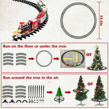 Christmas Electric Train Set - Battery Operated with Sound & Lights - Tree Surround Track - Free Shipping