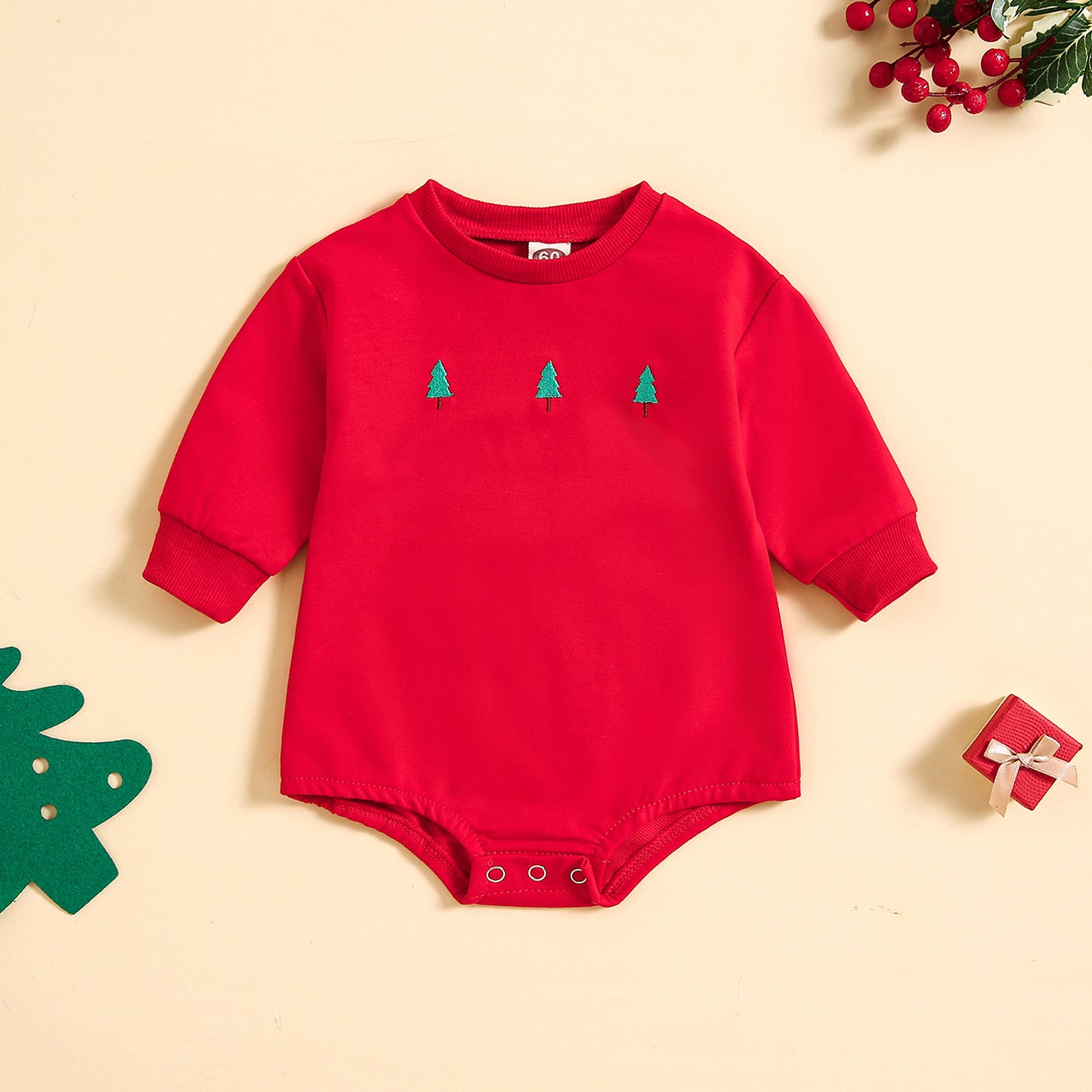 New Baby Printed Christmas Hat Cartoon Jumpsuit