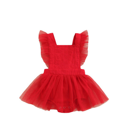 Baby Romper Princess Dress - Elegant Mesh Infant Dress for Special Occasions