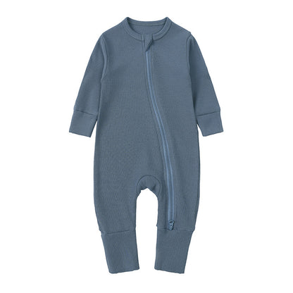 Newborn Solid Color Rib Fabric Romper - Soft One-Piece Baby Clothing - Free Shipping
