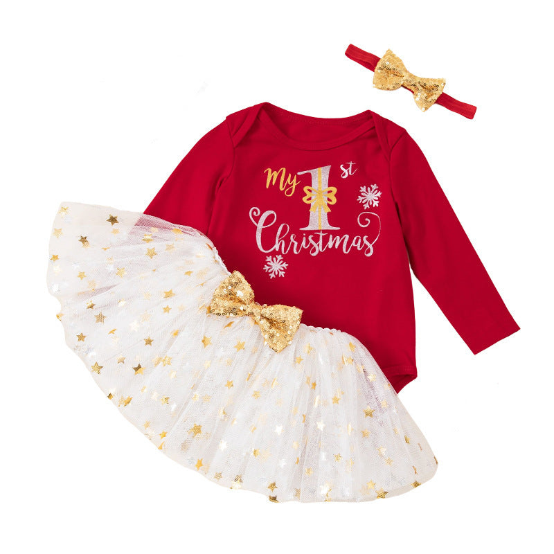 Christmas Baby Jumpsuit - Long Sleeve Holiday Romper for Autumn & Winter