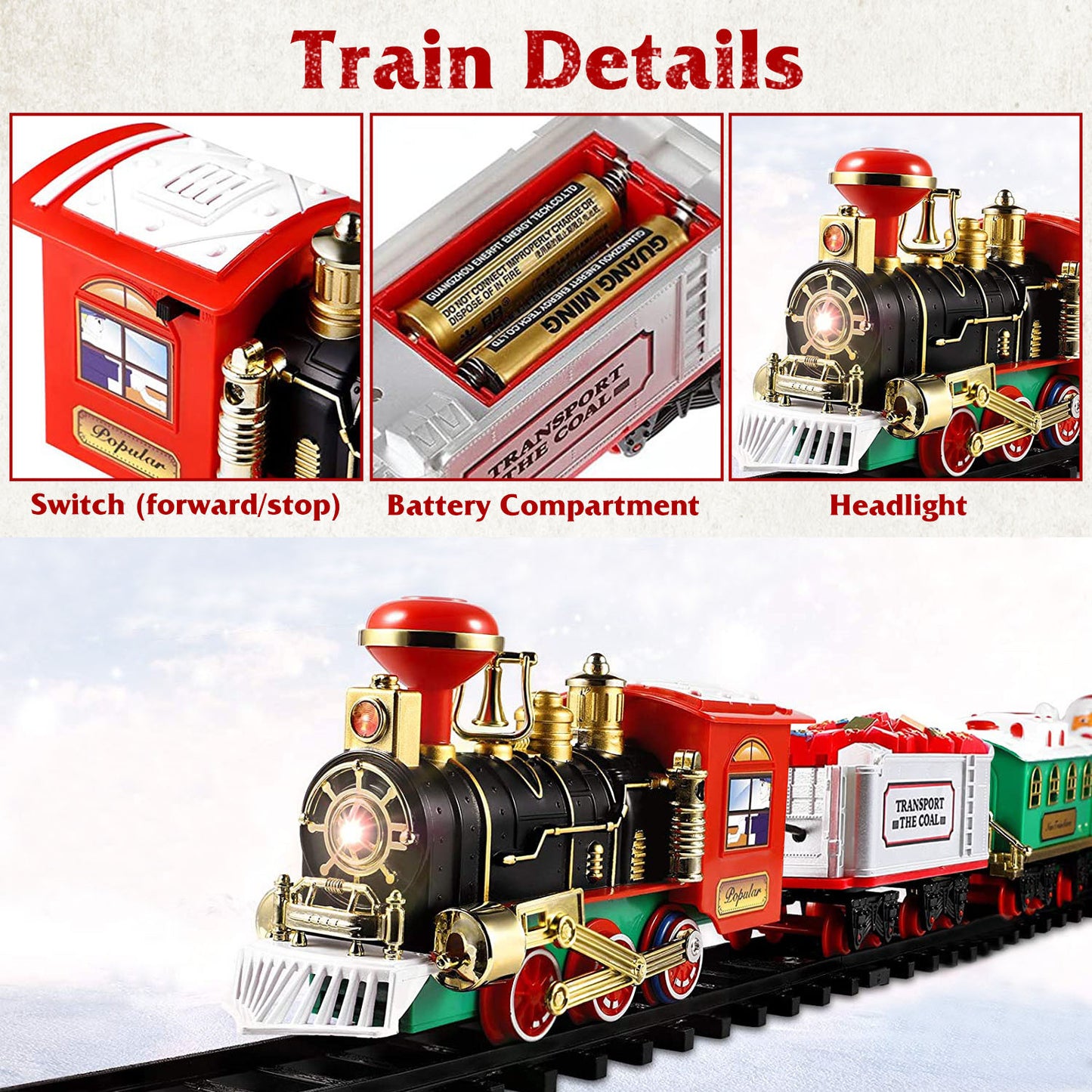 Christmas Electric Train Set - Battery Operated with Sound & Lights - Tree Surround Track - Free Shipping