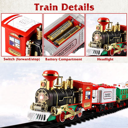 Christmas Electric Train Set - Battery Operated with Sound & Lights - Tree Surround Track - Free Shipping