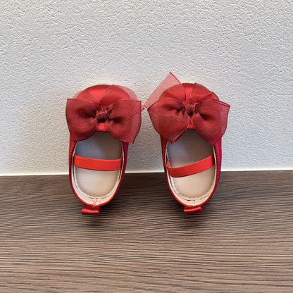 Toddler Princess Shoes - Soft Bottom Bow Velcro Pumps for Girls