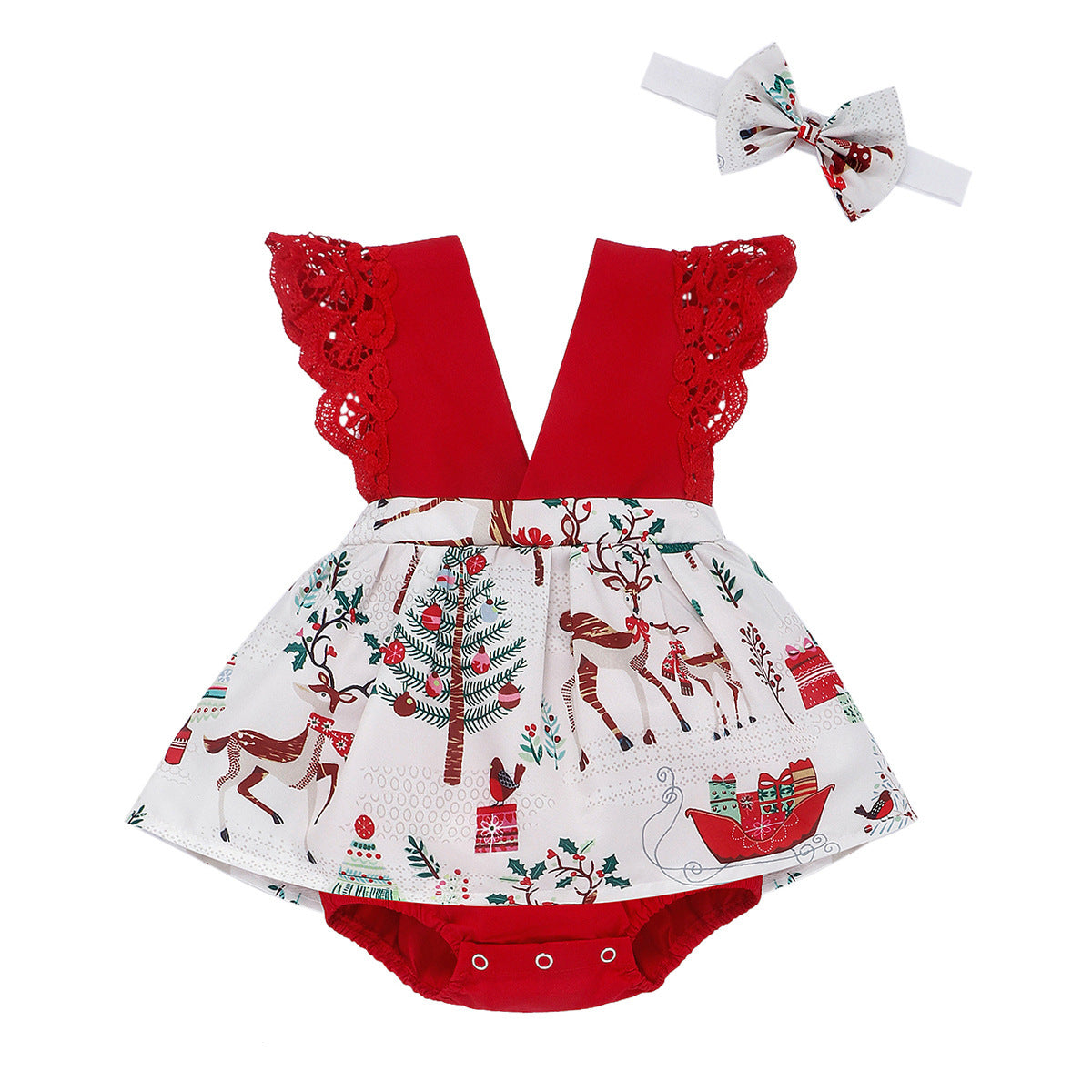 Christmas Princess Dress for Girls - Lace Flower Short Sleeve Party Dress